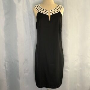 AGB Women’s Black Sleeveless Embellished Satin Dress Size 8